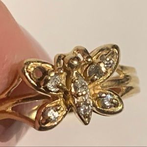 Beautiful 10K Diamond Butterfly Ring… Needs Repair… Update See Last Photo